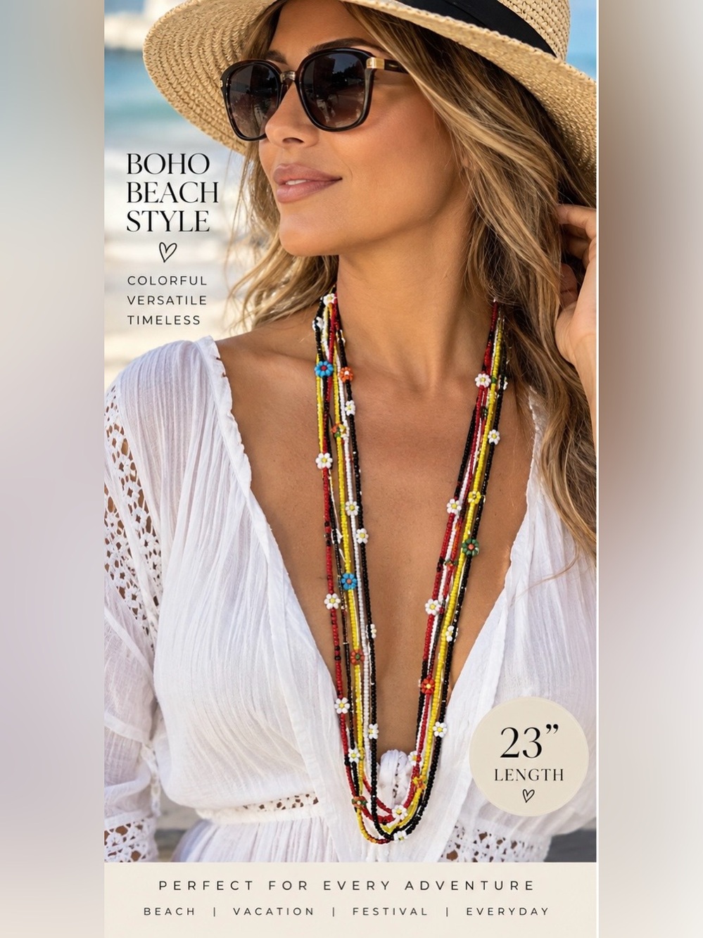 Boho Multicolor Beaded Layered Necklace - Women Jewelry